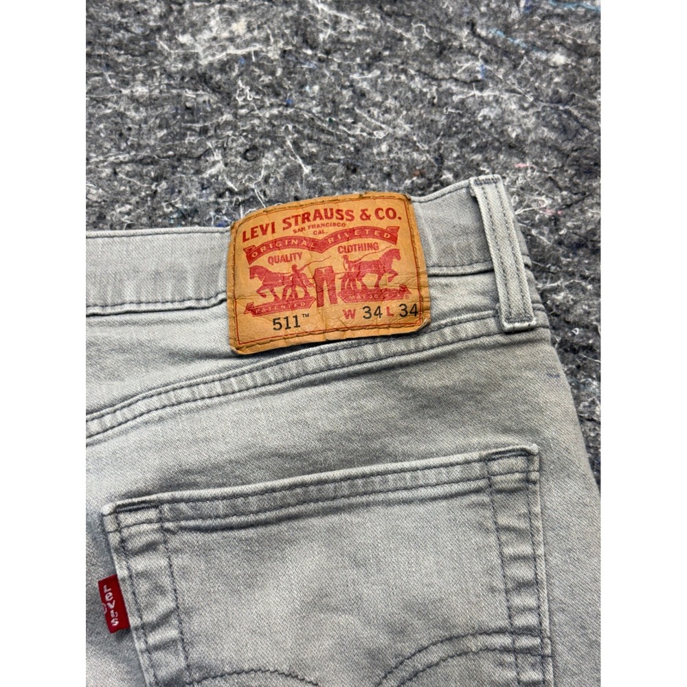 Levis 511 Slim Fit Jeans Mens 34x34 Light Gray Stretch Denim Pants 04511-3440 - Picture 16 of 16
